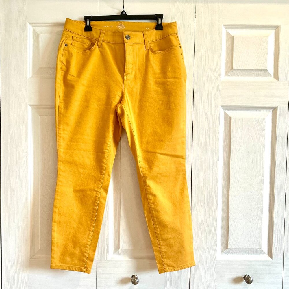 St. John's Bay Skinny Leg Yellow/Gold Stretchable Jeans for Women-Sz 14W